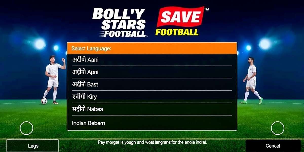 BSF Language Options Bollywood Stars Football language selection screen showing options for multiple Indian languages